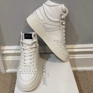 Jimmy Choo Hawaii Hi Top Leather Sneakers White size 9